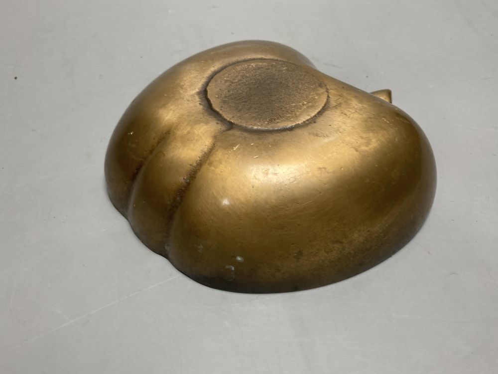 A Svensk bronze apple-shaped coin tray, 15cm